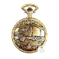4.8cm Truck Gold Plated Pocket Watch By CLASSIQUE (Arabic) image