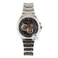 Silver Skeleton Automatic Watch With Black Dial and Stainless Steel Bracelet  By KENNETH COLE image