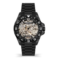 Gun Metal Skeleton Automatic Watch with Black Ribbed Silicone Band BY KENNETH COLE image