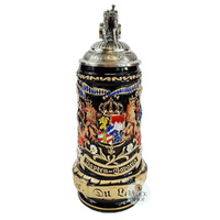 Bavaria Beer Stein Black With Beer Wagon On Lid 0.5L By KING image
