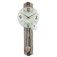 62cm Grey Pendulum Wall Clock With Natural Stone Pattern & Frosted Glass Dial By AMS image