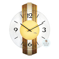 38cm Gold Look Wall Clock With Glass Dial By AMS image