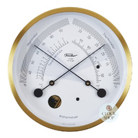 13.3cm Brushed Brass Polar Climate Meter With Thermometer & Hygrometer By FISCHER image