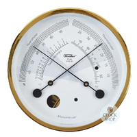 13.3cm Polished Brass Polar Climate Meter With Thermometer & Hygrometer By FISCHER image
