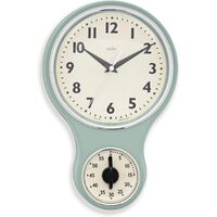 30cm Sage Green Retro Kitchen Wall Clock with Timer By ACCTIM image