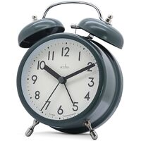 12.5cm Hardwick Lotus Green Double Bell Silent Analogue Alarm Clock By ACCTIM image