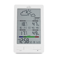 15cm Sklyer White LCD Digital Alarm Clock With Weather Station By ACCTIM image