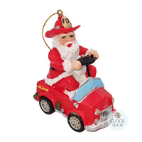 8.5cm Santa On Fire Truck Hanging Decoration image