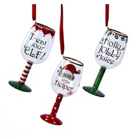 12.5cm Christmas Wine Glass Hanging Decoration- Assorted Designs image