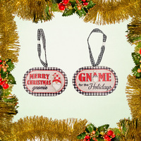 Gingham Christmas Sign Hanging Decoration- Assorted Designs image