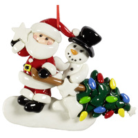 11cm Santa with Snowman & Tree Hanging Decoration