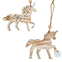 10cm Wooden Unicorn Hanging Decoration- Assorted Designs