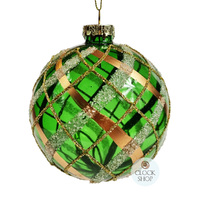10cm Green Tartan Glass Bauble Hanging Decoration