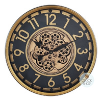 60cm Ceulen Black and Gold Moving Gear Wall Clock By COUNTRYFIELD image
