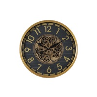 60cm Ceulen Black and Gold Moving Gear Wall Clock By COUNTRYFIELD image