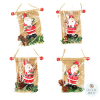 9.5cm Santa On Hessian Banner Hanging Decoration- Assorted Designs image