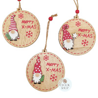 9.5cm Christmas Wooden Disc Hanging Decoration- Assorted Designs image