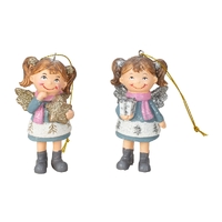 9.5cm Girl In Pink Scarf Hanging Decoration- Assorted Designs image