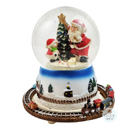 16cm Musical Snow Globe With Moving Train & LED Glitter Snow Storm (8 Christmas Tunes) image