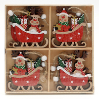 6cm Reindeer in Sleigh Hanging Decoration- Box of 8 image