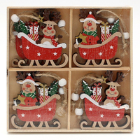 6cm Reindeer in Sleigh Hanging Decoration- Box of 8