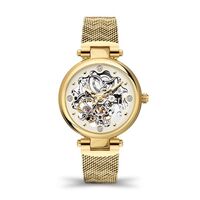 Gold Automatic Skeleton Watch with Cream Dial and Mesh Band By KENNETH COLE image