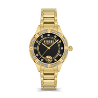 Canton Road Crystal Gold Bracelet Band Watch with Black Dial By VERSACE image