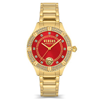 36mm Canton Road Crystal & Gold Womens Watch With Red Dial By VERSACE image