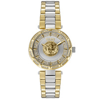 Sertie Crystal Gold and Silver Bracelet Band Watch with Gold and Silver Dial By VERSACE image