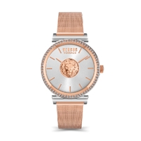 34mm Brick Lane Crystal Rose Gold Womens Watch With Mesh Band & Silver Dial By VERSACE image