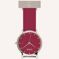 Silver Nightingale Nurses Watch with Scarlet Red Dial By Coluri image