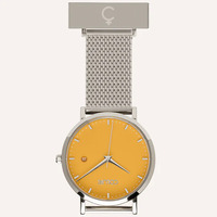 Silver Nightingale Nurses Watch with Saffron Yellow Dial By Coluri image