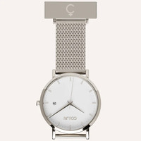 Silver Nightingale Nurses Watch with White Dial By Coluri image