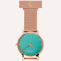 Rose Gold Nightingale Nurses Watch with Turquoise Green Dial By Coluri image