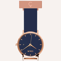 Rose Gold Nightingale Nurses Watch with Navy Blue Dial By Coluri image