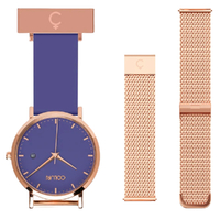 Rose Gold Nightingale Nurses Watch with Violet Purple Dial + Rose Gold XL Mesh Band image