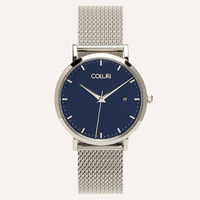 Silver Kahlo Watch with Navy Blue Dial By Coluri image