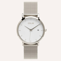 Silver Kahlo Watch with Snow White Dial By Coluri image
