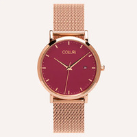 Rose Gold Kahlo Watch with Scarlet Red Dial By Coluri image