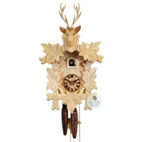 5 Leaf & Deer Natural 1 Day Mechanical Carved Cuckoo Clock 32cm By HÖNES image