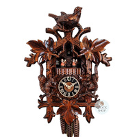 Bird & Squirrels 1 Day Mechanical Carved Cuckoo Clock With Dancers 42cm By HÖNES image