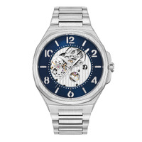 43.5mm Silver Automatic Mens Watch With Blue & Silver Skeleton Dial By KENNETH COLE image