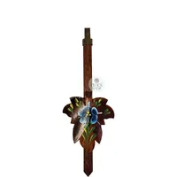 Walnut Maple Leaf Quartz Cuckoo Clock Pendulum With Blue Flowers (163mm)