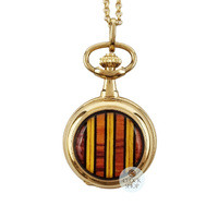 26mm Gold Womens Pendant Watch With Bold Stripes By CLASSIQUE (Roman) image