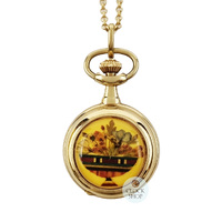 Flower Basket Gold Plated Pendant Watch By CLASSIQUE (Roman) image
