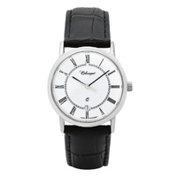 35mm Mens Swiss Quartz Watch With Black Leather Band By CLASSIQUE image