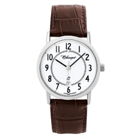 35mm Mens Swiss Quartz Watch With Brown Leather Band By CLASSIQUE image