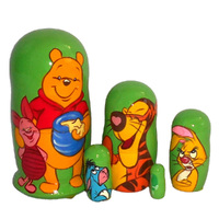 Winnie The Pooh Russian Dolls- Green 11cm (Set Of 5) image