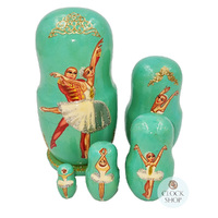 Ballerina Russian Dolls- Green 11cm (Set Of 5) image