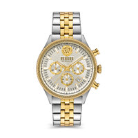 45mm Colonne Chrono Two-Tone Silver & Gold Mens Watch With Silver Dial By VERSACE